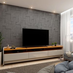 Rack para TV até 70 Polegadas com Rodízios 3 Gavetas 3 Nichos Sublime 220cm 100% MDF
