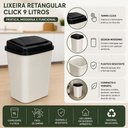Ver imagem 4 de Lixeira Luxo Duo Color 9L Plástico Tampa Click Preta e Branca Cozinha Yeet