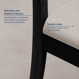 Cadeira Madeira Maciça Estofada Tiê CabeCasa MadeiraMadeira - 4