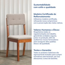 Cadeira Madeira Maciça Estofada Tiê CabeCasa MadeiraMadeira - 10