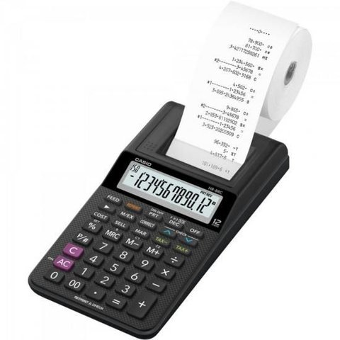 Calculadora com Bobina Casio Hr-8rc-we-b-dc 12 Dígitos Preta [f002]