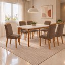 Ver imagem 1 de Conjunto de Mesa de Jantar Dublin 180 Tp MDF Off White sem Vidro Canto Copo 6 Cadeiras Mariana