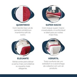 Coberdron Edredom Casal D. Face Sherpa Mantinha Vermelho - 9