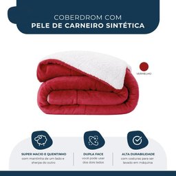 Coberdron Edredom Casal D. Face Sherpa Mantinha Vermelho - 7