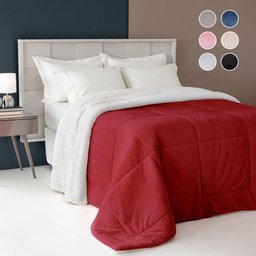 Coberdron Edredom Casal D. Face Sherpa Mantinha Vermelho - 2