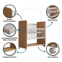 Ver imagem 7 de Mini Berço Moisés Toy para Bebê com Colchão e Rodízios 89cm Savana Branco - Desk Design