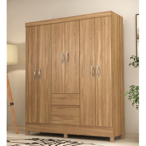 Guarda-roupa Ecom Ii 128m com Cabideiros, 2 Gavetas e Prateleiras - Amendola Touch Demóbile