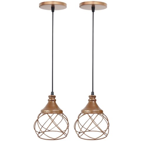 2 Pendentes Aramado Esfera Balonê Lustre Luminária Teto Regulável Sala Cozinha Industrial Agp Agp Il