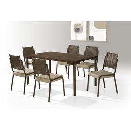 Jogo Mesa Inovare 1,60X0,90 MDP-6 Cad.Rainha Junco Tampo Tinto Trendi - Tubo Chocolate - 1