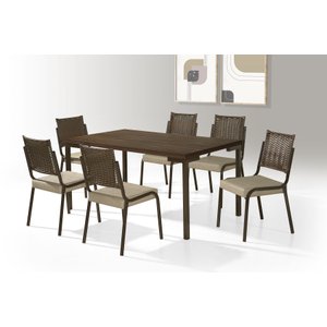 Jogo Mesa Inovare 1,60X0,90 MDP-6 Cad.Rainha Junco Tampo Tinto Trendi - Tubo Chocolate