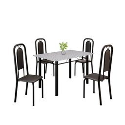 Conjunto de Mesa Tubular 120cm X 75cm Tampo Granito Ocre com 4 Cadeiras Lara - 2