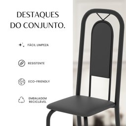 Conjunto de Mesa Tubular 120cm X 75cm Tampo Granito Ocre com 4 Cadeiras Lara - 5