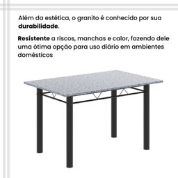 Conjunto de Mesa Tubular 120cm X 75cm Tampo Granito Ocre com 4 Cadeiras Lara - 10