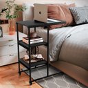 Ver imagem 1 de Mesa Auxiliar Apoio Lateral Aço com Rodinhas Sofá Notebook Preta