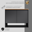 Ver imagem 2 de Gabinete de Banheiro Suspenso 70cm 2 Portas e Nicho Preto e Freijó
