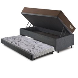 Bicama Box Baú com Linho Cinza 120x203 com Colchão Relax Adorabile Molas Ensacadas Ecoflex - 4