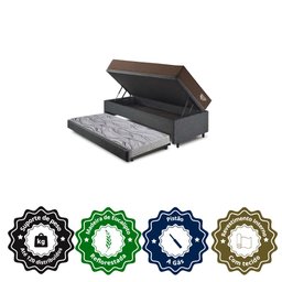 Bicama Box Baú com Linho Cinza 120x203 com Colchão Relax Adorabile Molas Ensacadas Ecoflex - 6