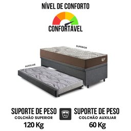 Bicama Box Baú com Linho Cinza 120x203 com Colchão Relax Adorabile Molas Ensacadas Ecoflex - 7