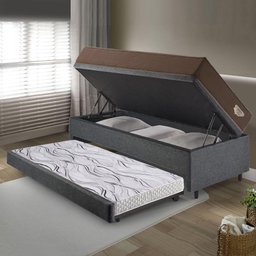 Bicama Box Baú com Linho Cinza 120x203 com Colchão Relax Adorabile Molas Ensacadas Ecoflex - 3