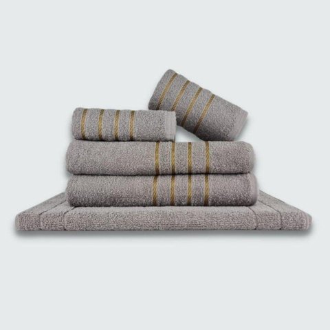Jogo de Toalha 5 Peças Coleção Montreal 100% Algodão Cinza
