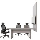 Ver imagem 3 de Mesa de Reunião Design Industrial 2,00 m com Caixa de Tomadas e Painel para TV F5 Office Cor:Cinza