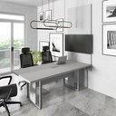Ver imagem 1 de Mesa de Reunião Design Industrial 2,00 m com Caixa de Tomadas e Painel para TV F5 Office Cor:Cinza