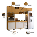 Ver imagem 2 de Armário de Cozinha Compacta Malta com Detalhes Ripado - Freijó/ripado/off Acetinado Poliman