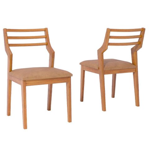 Conjunto 2 Cadeiras de Madeira para Sala de Jantar Damasco Cimol Madeira/kaki