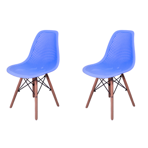 Kit 2 Cadeiras Charles Eames Eifell Furadinha Cor:azul Bebe