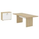 Ver imagem 1 de Mesa de Reuniao Escritorio 205x91 cm e Balcao 2 Portas 90 cm Carvalho Branco Artany
