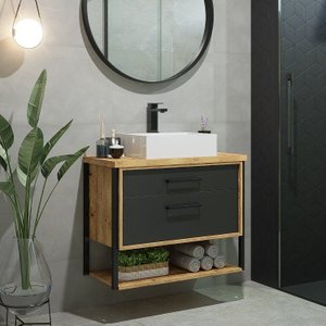 Gabinete Suspenso para Banheiro 80cm 2 Gavetas Isabela 