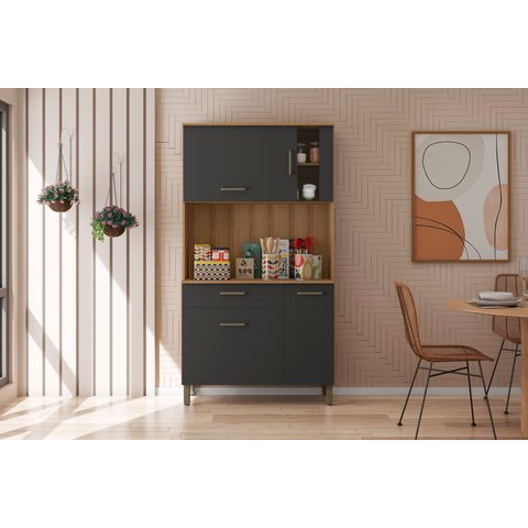 Armário de Cozinha Pequeno Multiuso Compacto Kit Viena Plus Madine 91cm