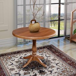 Mesa de Jantar Redonda Rústica 80cm Madeira Maciça Madalena - Castanho - 2