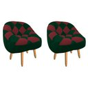 Ver imagem 1 de Kit 02 Poltrona Paloma Escritório Sala Pé Palito Suede Verde e Suede Vinho - Dominic Decor