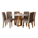 Ver imagem 2 de Conjunto Sala de Jantar Mesa Vitoria 1,35x1,35m com 6 Cadeiras Sarah Ype/off White/lux