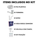 Ver imagem 4 de Pia Lavatório Banheiro 8L + Torneira Branca + Sifão Universal Sanfonado + Fita Veda Rosca