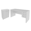 Ver imagem 2 de Conjunto Mesa de Escritório 3 Gavetas com Armário de 2 Portas Branco