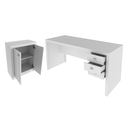Ver imagem 3 de Conjunto Mesa de Escritório 3 Gavetas com Armário de 2 Portas Branco