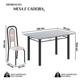 Conjunto de Mesa Tubular 120cm X 75cm Tampo Granito Ocre com 4 Cadeiras Lara - 13