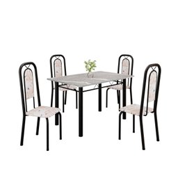 Conjunto de Mesa Tubular 120cm X 75cm Tampo Granito Ocre com 4 Cadeiras Lara - 2