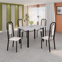 Ver imagem 1 de Conjunto de Mesa Tubular 120cm x 75cm Tampo Granito Ocre com 4 Cadeiras Lara Preto/Botanic Bege