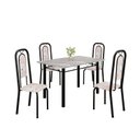 Ver imagem 2 de Conjunto de Mesa Tubular 120cm x 75cm Tampo Granito Ocre com 4 Cadeiras Lara Preto/Botanic Bege