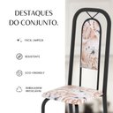 Ver imagem 5 de Conjunto de Mesa Tubular 120cm x 75cm Tampo Granito Ocre com 4 Cadeiras Lara Preto/Botanic Bege