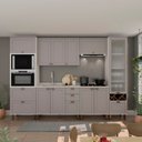 Ver imagem 1 de Cozinha Completa Modulada 6 Peças 100% MDF Iluminata Cinza/Branco/Fendi