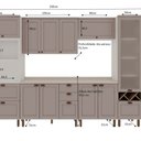 Ver imagem 3 de Cozinha Completa Modulada 6 Peças 100% MDF Iluminata Cinza/Branco/Fendi