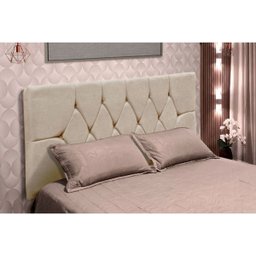 Cabeceira Cama Box Estofada Solteiro 90cm Geovana Suede Bege - 2