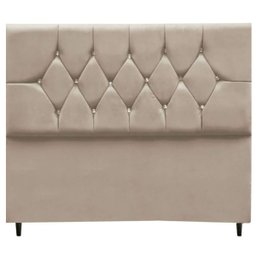Cabeceira Cama Box Estofada Solteiro 90cm Geovana Suede Bege - 1
