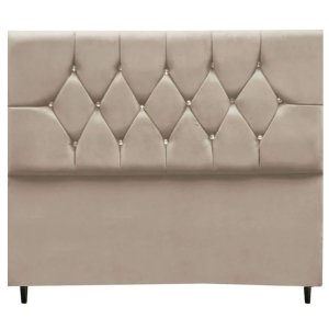 Cabeceira Cama Box Estofada Solteiro 90cm Geovana Suede Bege