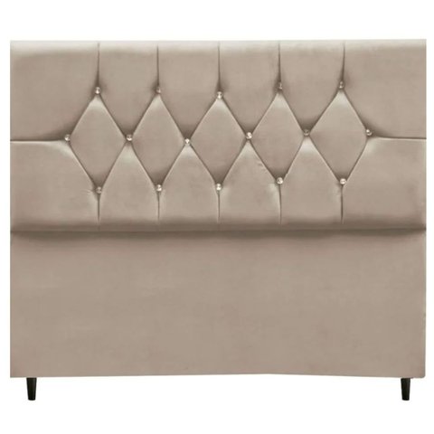 Cabeceira Cama Box Estofada Solteiro 90cm Geovana Suede Bege