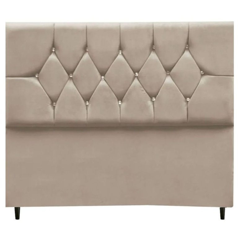 Cabeceira Cama Box Estofada Solteiro 90cm Geovana Suede Bege
